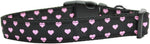 Pink and Black Dotty Hearts Nylon Dog Collar